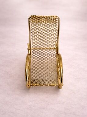 Vintage Miniature Brass Rocking Chair Dollhouse Furniture 3” High